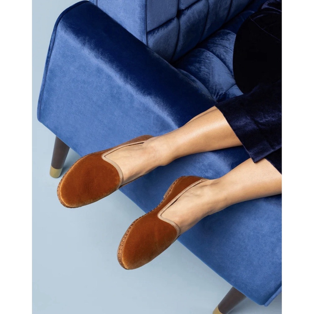 Birdies Women Size 10.5 The Heron Loafer Tan Velvet Slip On Shoe Cozy